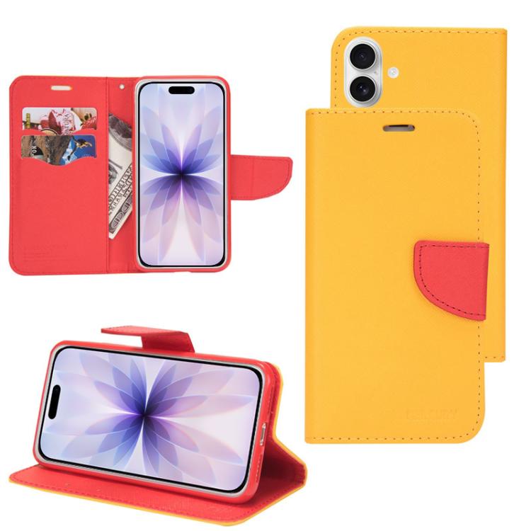 For iPhone 17 Mercury Contrast Color Splicing Leather Phone Case(Yellow)