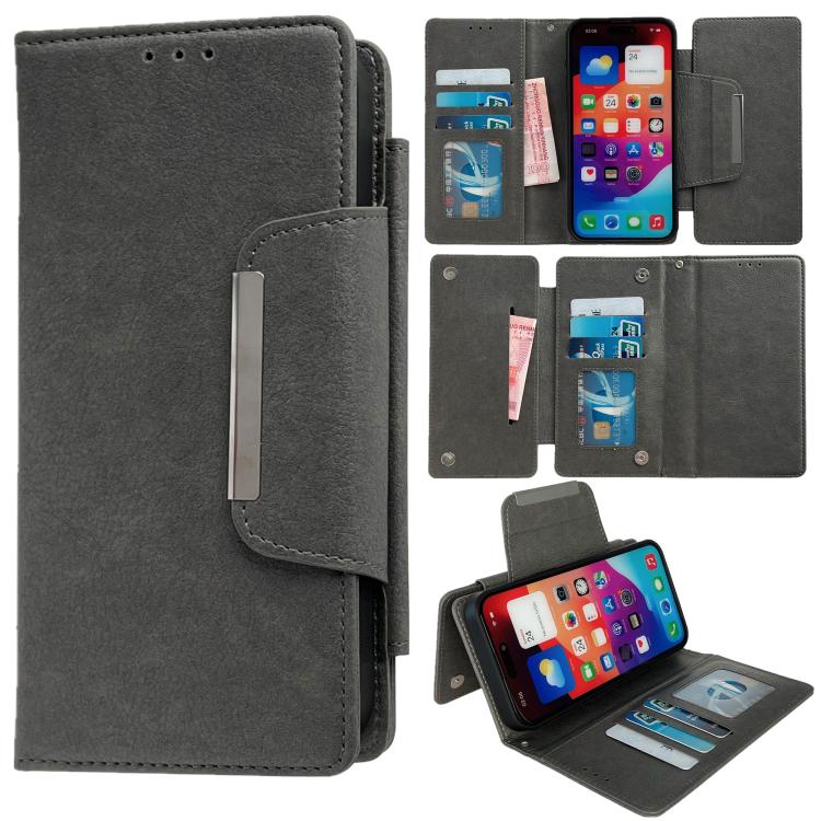 For iPhone 17 Multifunctional 7-Cards Wallet Leather Phone Case(Grey)