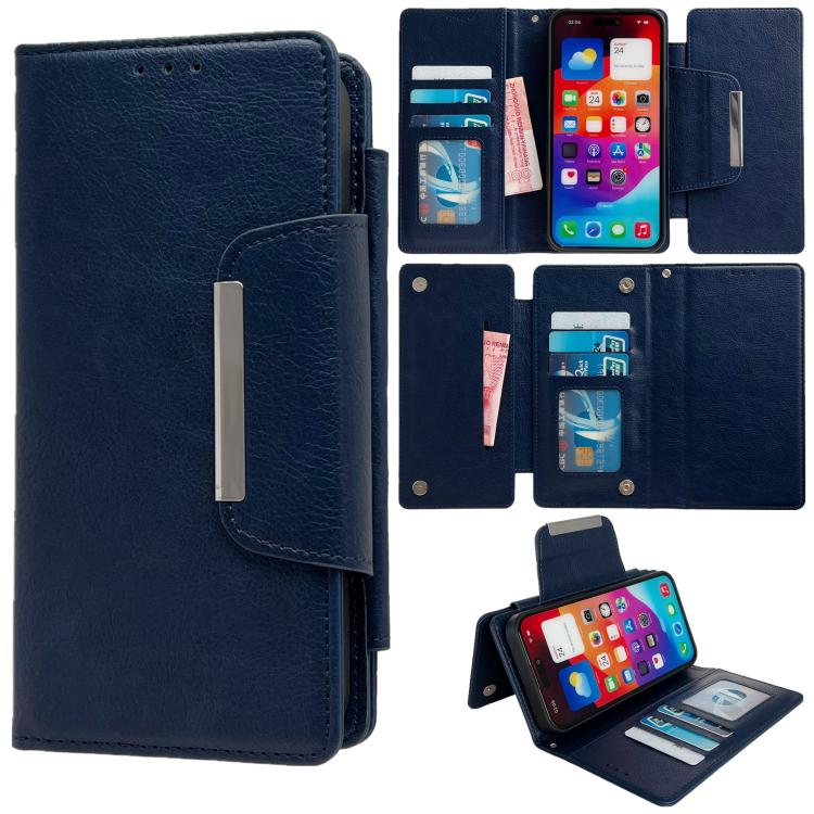 For iPhone 17 Multifunctional 7-Cards Wallet Leather Phone Case(Royal Blue)