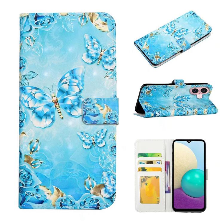 For iPhone 17 Oil Embossed 3D Drawing Leather Phone Case(Blue Butterflies)