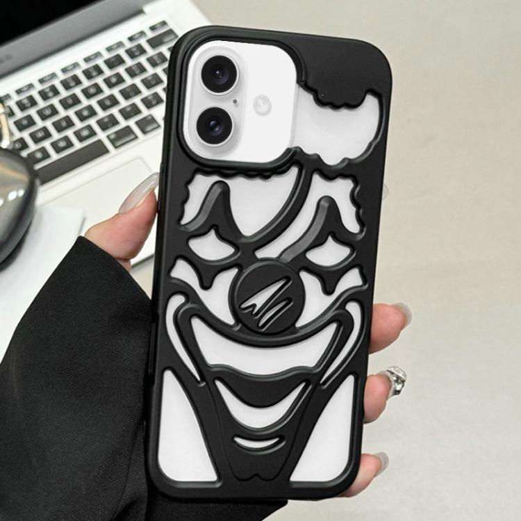 For iPhone 17 Oil Spraying Hollow Out Clown Heat Dissipation TPU Phone Case(Black)