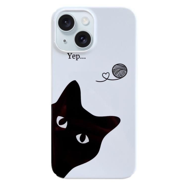 For iPhone 17 Painted Pattern PC Phone Case(Black Cat)