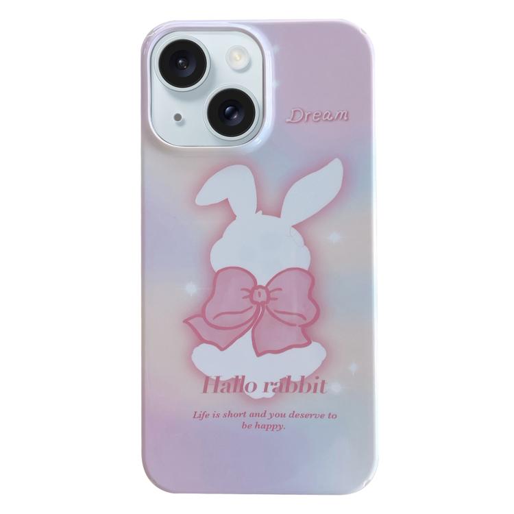 For iPhone 17 Painted Pattern PC Phone Case(Pink Bowknot Bunny)