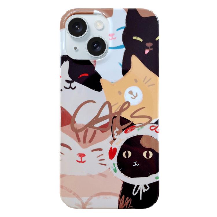 For iPhone 17 Painted Pattern PC Phone Case(Stacked Cats)