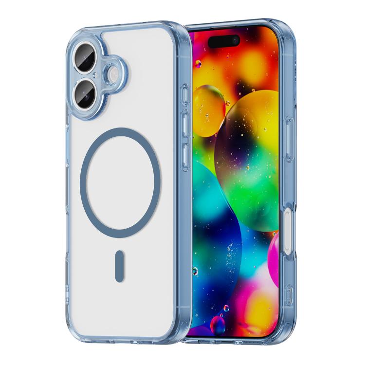 For iPhone 17 PC Hybrid TPU Airbag Shockproof MagSafe Phone Case(Transparent Blue)