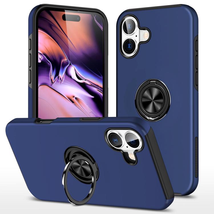 For iPhone 17 PC + TPU Magnetic Phone Case with Invisible Ring Holder(Navy Blue)