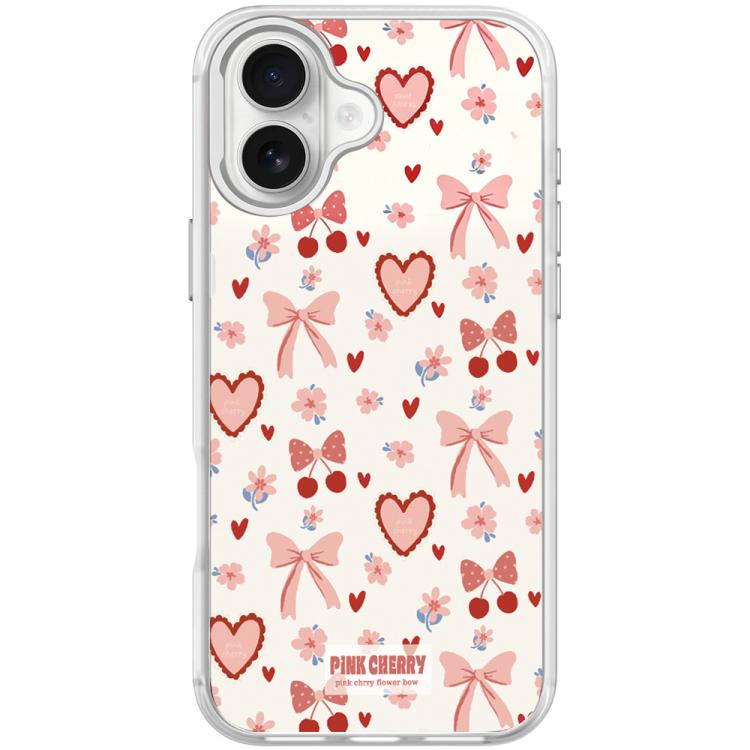 For iPhone 17 Pink Lover Pattern Magnetic Phone Case(Transparent White)