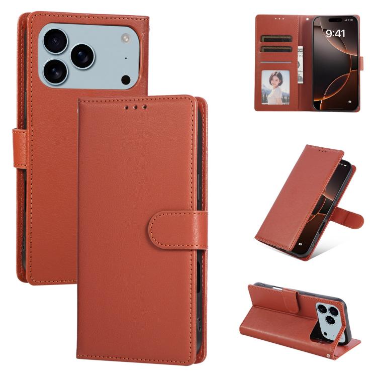 For iPhone 17 Pro 3-Card Slots Multifunctional Leather Phone Case(Brown)