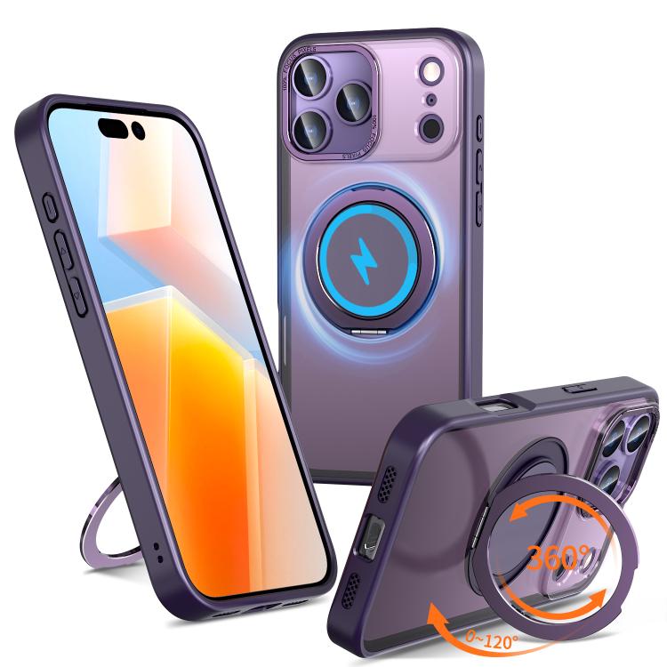 For iPhone 17 Pro 360-degree Rotating MagSafe Magnetic Holder Phone Case(Purple)