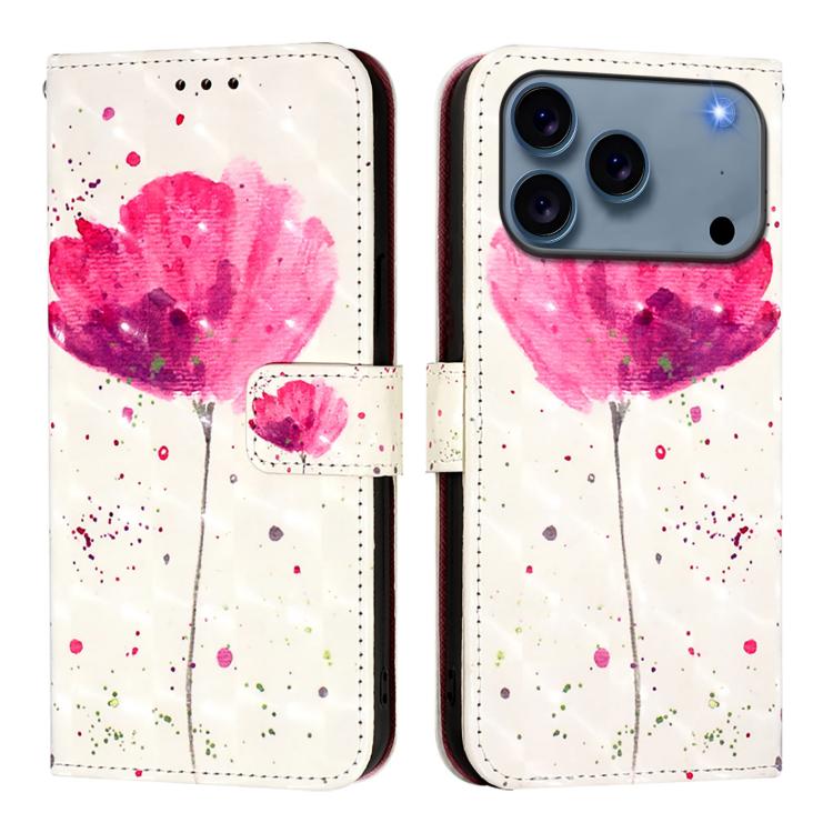 For iPhone 17 Pro 3D Painting Horizontal Flip Leather Phone Case(Flower)