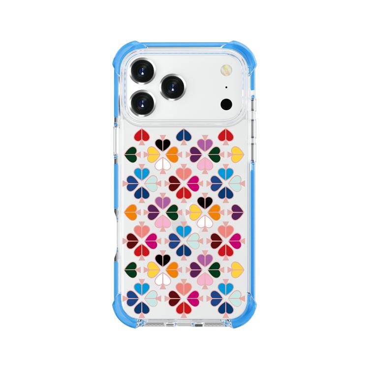For iPhone 17 Pro Acrylic Four-Corner Shockproof Heart Pattern Phone Case(Blue)