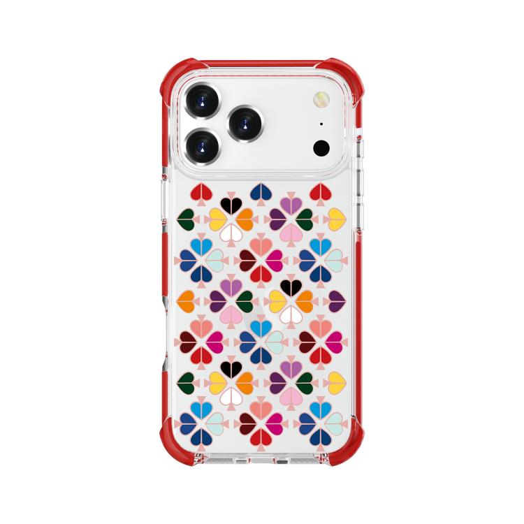 For iPhone 17 Pro Acrylic Four-Corner Shockproof Heart Pattern Phone Case(Red)