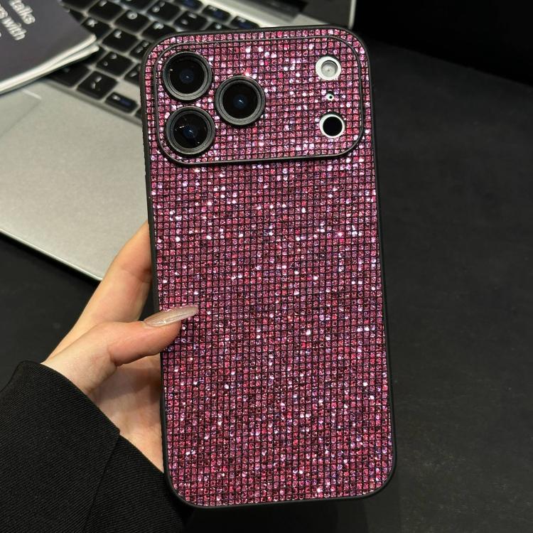 For iPhone 17 Pro Acrylic Rhinestone Full Coverage Phone Case(Dark Purple)