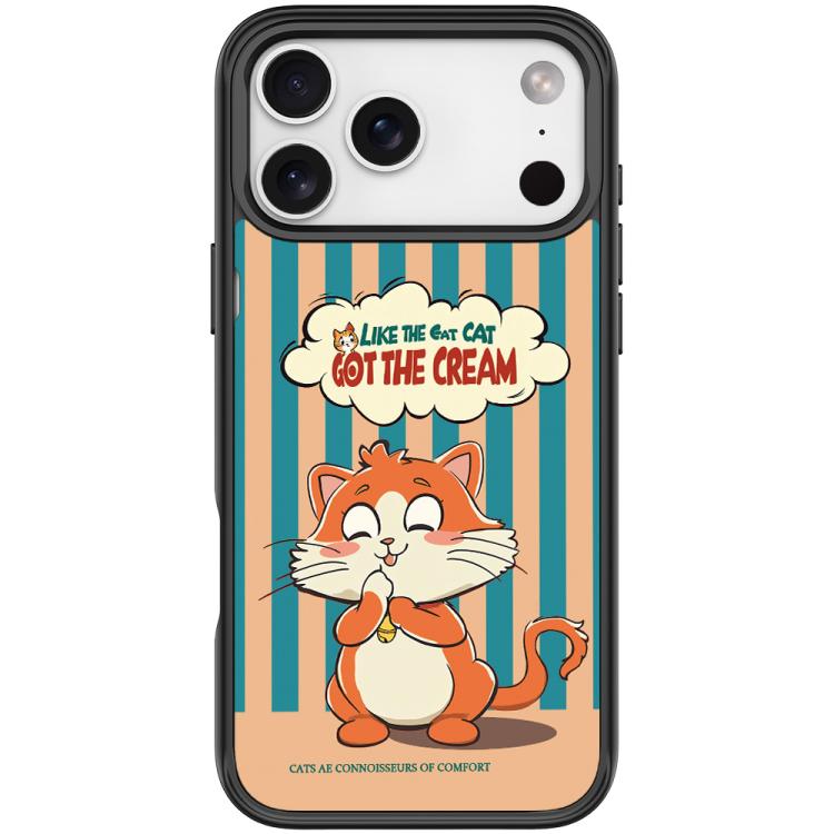 For iPhone 17 Pro Adorable Bell Cat Pattern Magnetic Phone Case(Black)