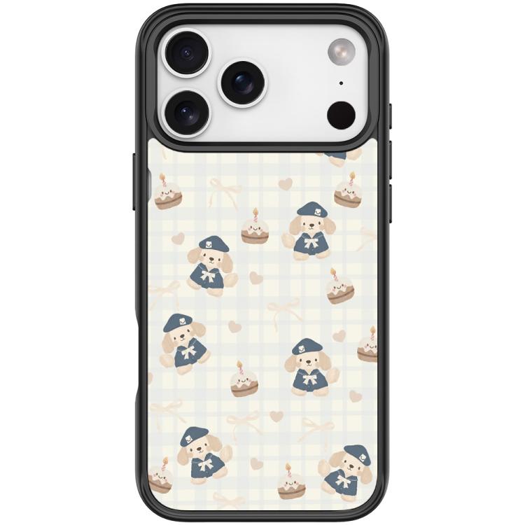 For iPhone 17 Pro Adorable Beret Puppy Pattern Magnetic Phone Case(Black)