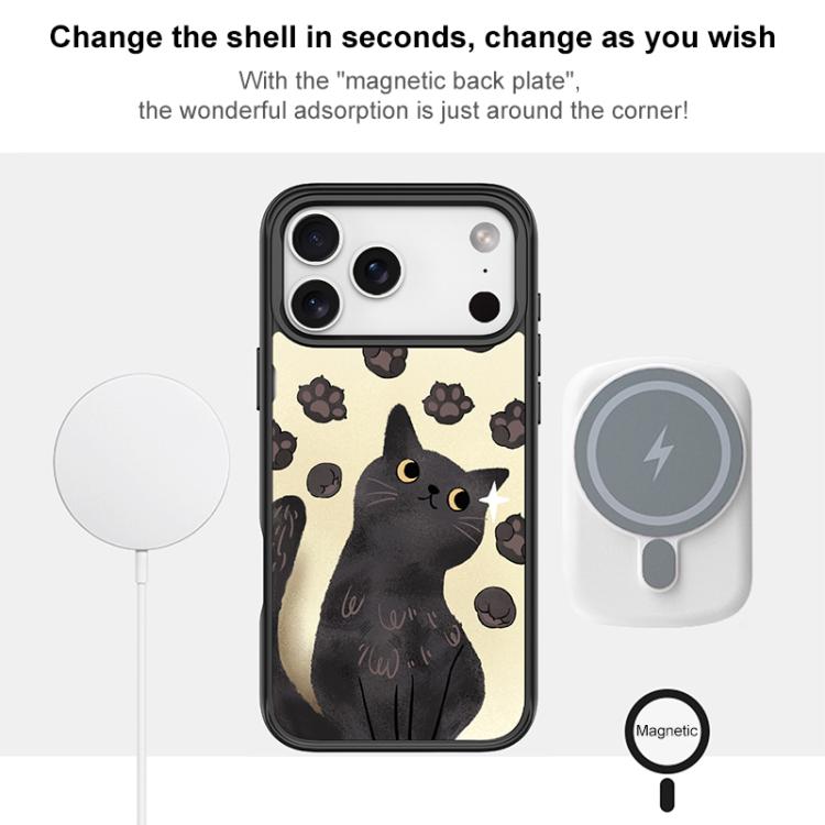 For iPhone 17 Pro Adorable Cat Claw Pattern Magnetic Phone Case(Transparent White)