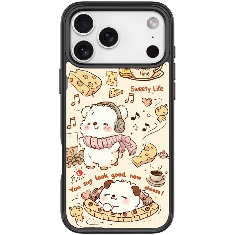 For iPhone 17 Pro Adorable Coffee Cat Pattern Magnetic Phone Case(Black)