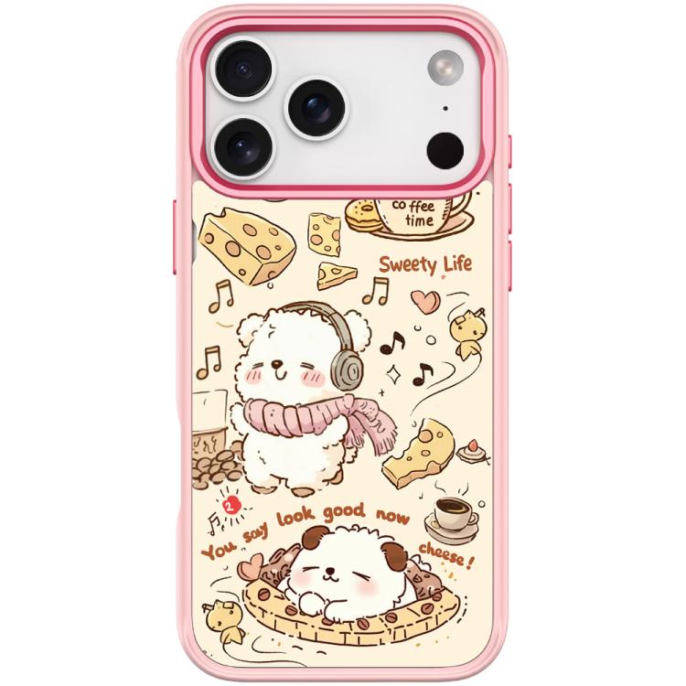 For iPhone 17 Pro Adorable Coffee Cat Pattern Magnetic Phone Case(Pink)