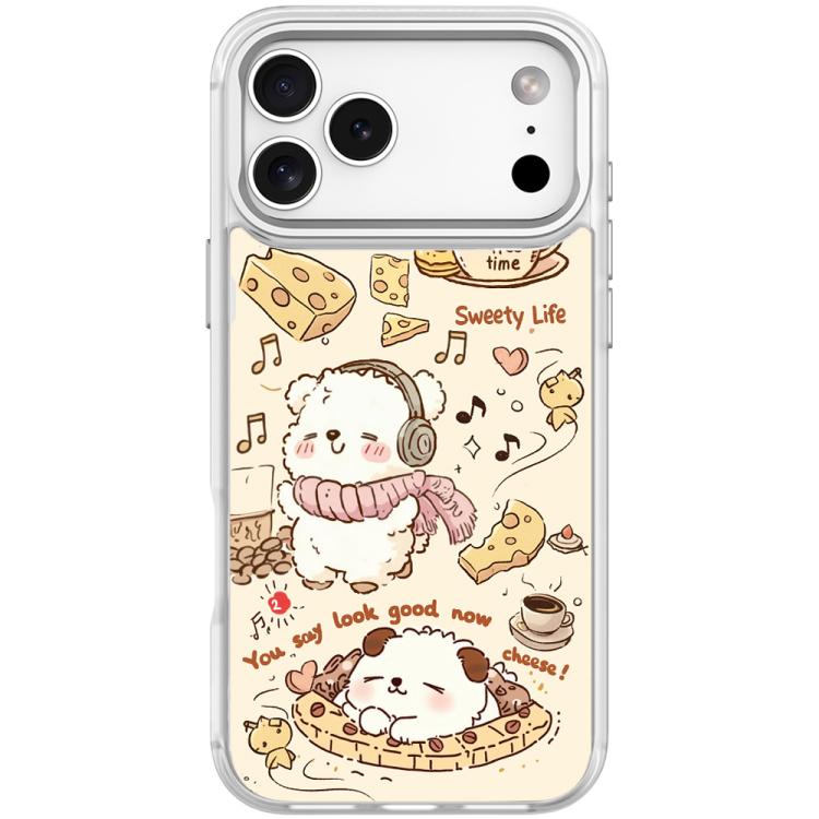 For iPhone 17 Pro Adorable Coffee Cat Pattern Magnetic Phone Case(Transparent White)