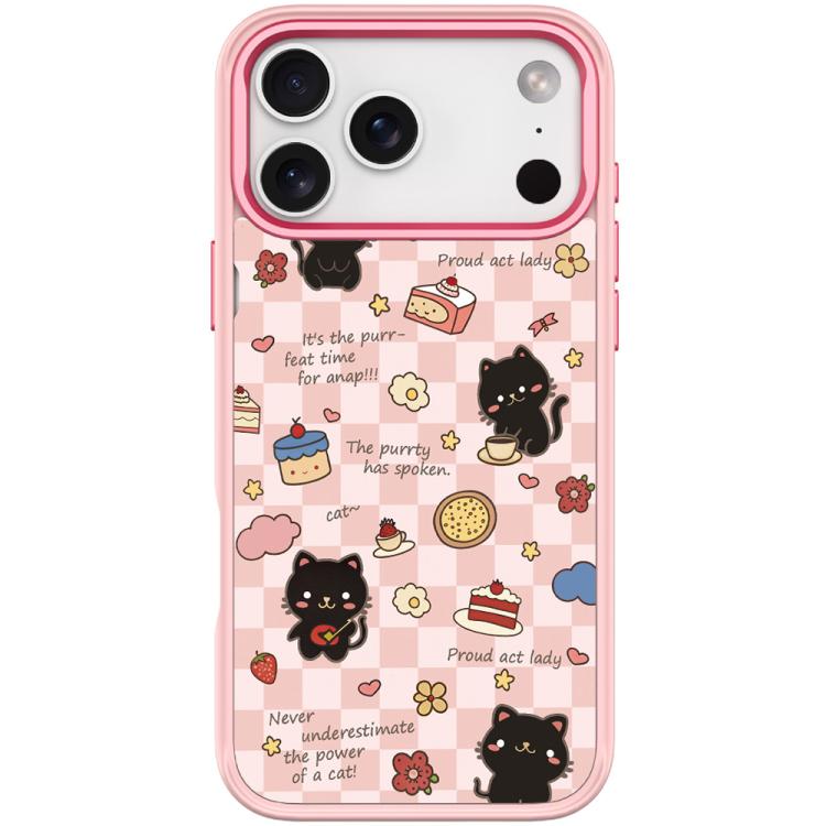 For iPhone 17 Pro Adorable Dessert Cat Pattern Magnetic Phone Case(Pink)