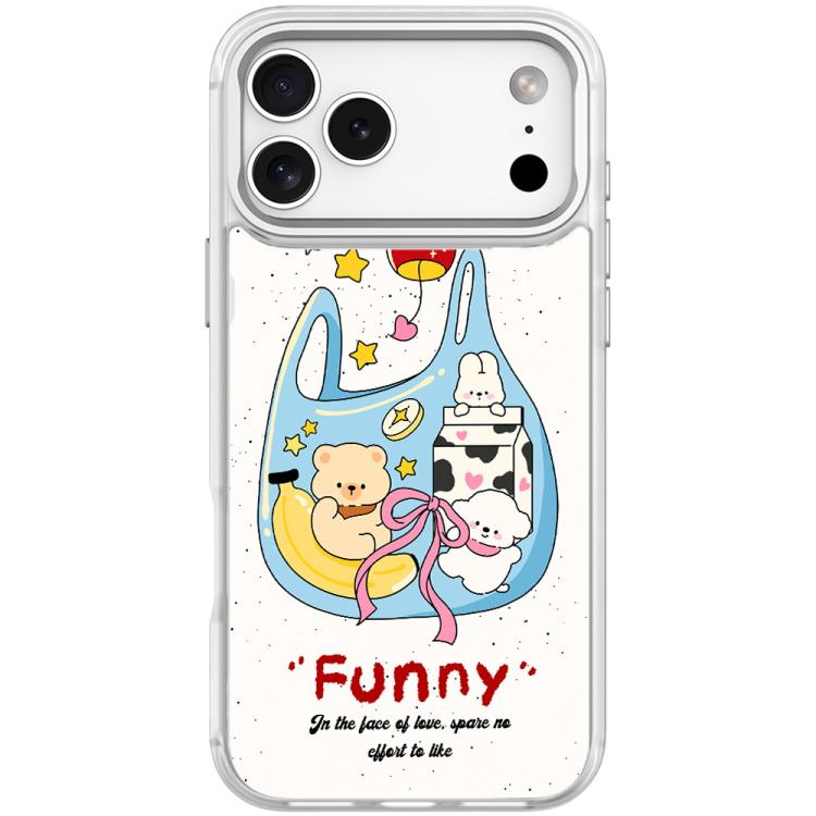 For iPhone 17 Pro Adorable Handbag Bear Pattern Magnetic Phone Case(Transparent White)