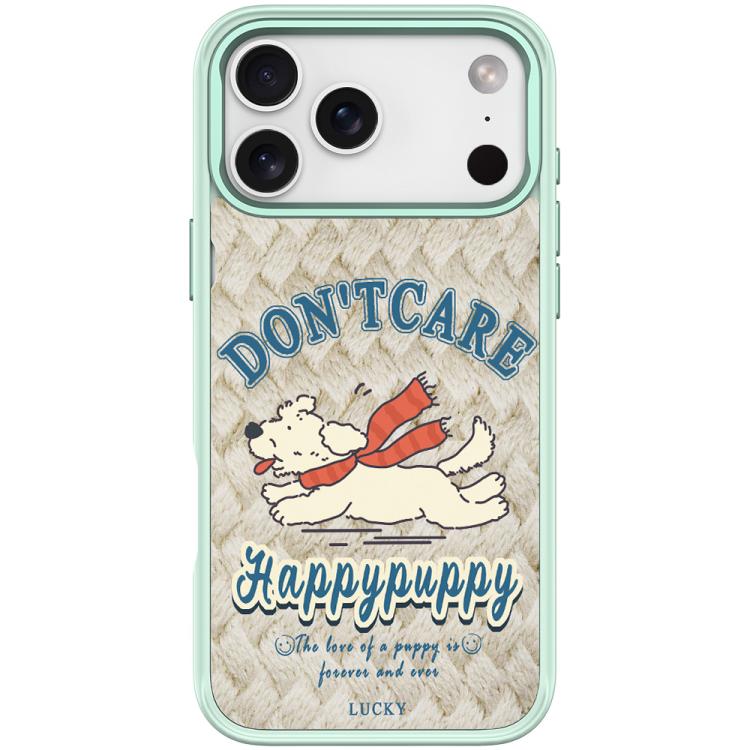 For iPhone 17 Pro Adorable Happy Puppy Pattern Magnetic Phone Case(Light Green)