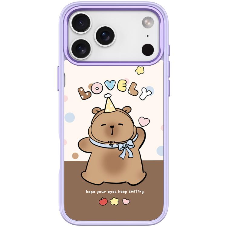 For iPhone 17 Pro Adorable Little Capybara Pattern Magnetic Phone Case(Light Purple)