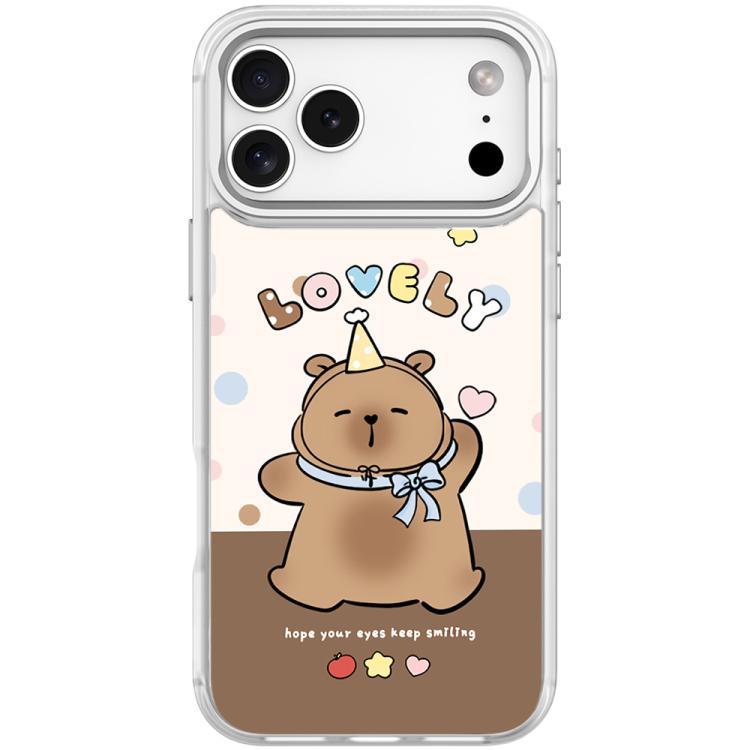 For iPhone 17 Pro Adorable Little Capybara Pattern Magnetic Phone Case(Transparent White)