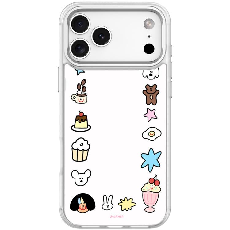 For iPhone 17 Pro Adorable Little Guy Pattern Magnetic Phone Case(Transparent White)