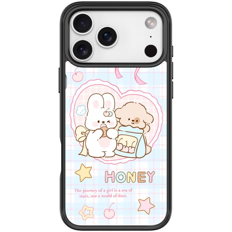 For iPhone 17 Pro Adorable Love Rabbit Pattern Magnetic Phone Case(Black)