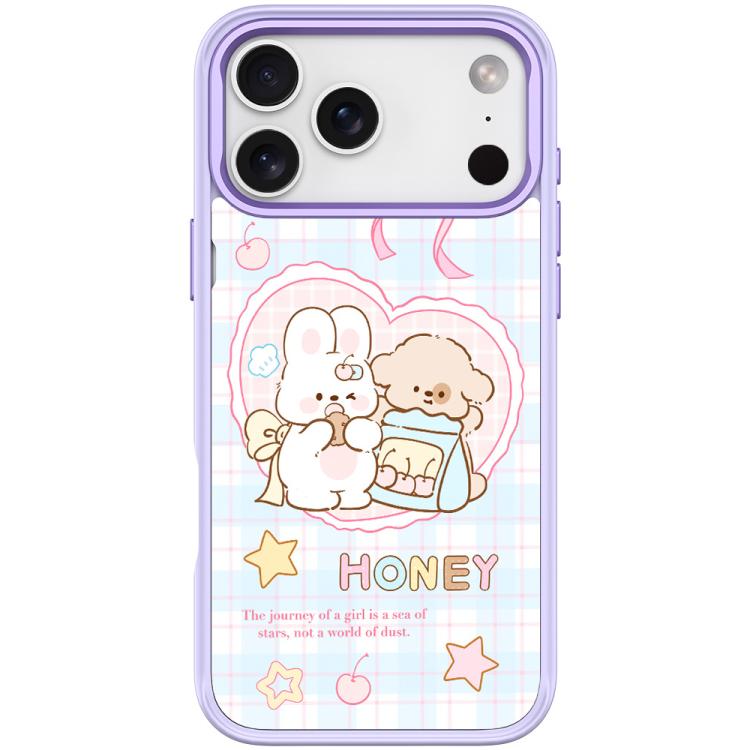 For iPhone 17 Pro Adorable Love Rabbit Pattern Magnetic Phone Case(Light Purple)