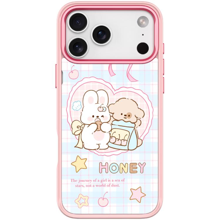 For iPhone 17 Pro Adorable Love Rabbit Pattern Magnetic Phone Case(Pink)