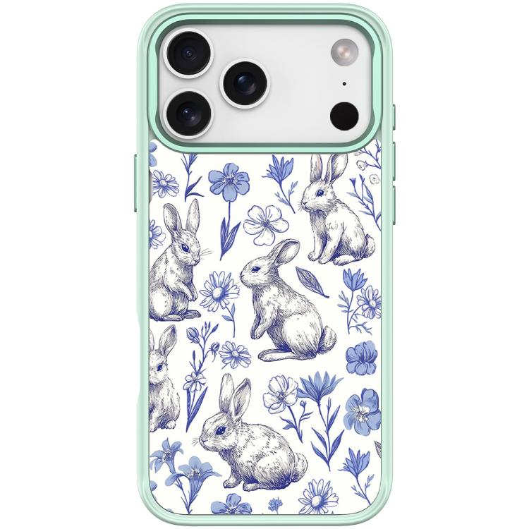For iPhone 17 Pro Adorable Sketch Rabbit Pattern Magnetic Phone Case(Light Green)
