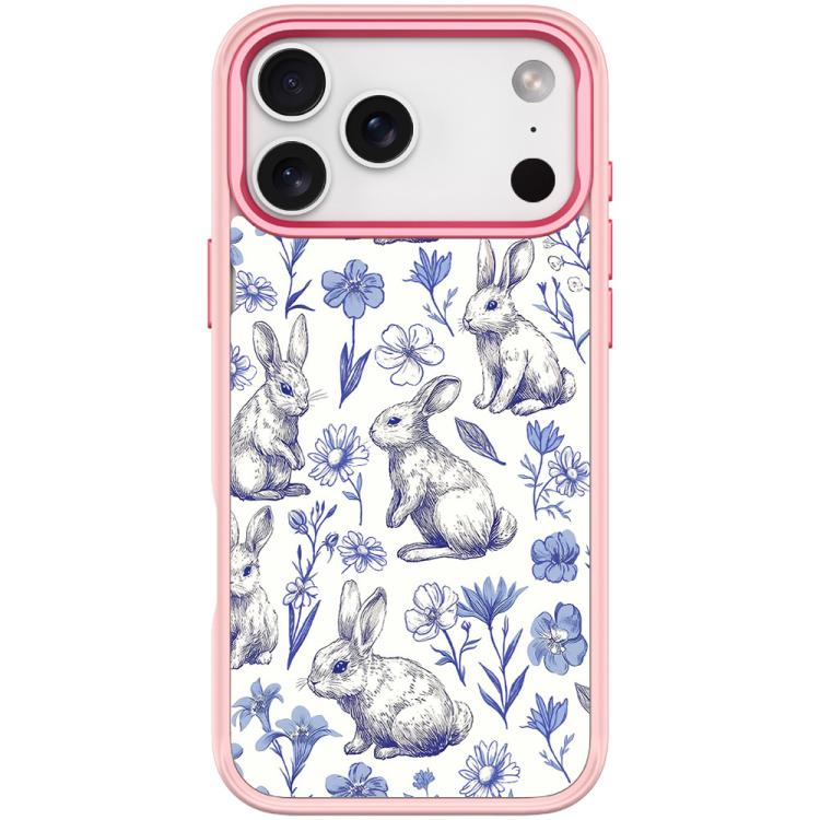 For iPhone 17 Pro Adorable Sketch Rabbit Pattern Magnetic Phone Case(Pink)