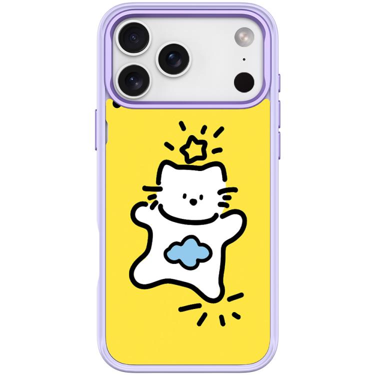 For iPhone 17 Pro Adorable Stars Cloud Cat Pattern Magnetic Phone Case(Light Purple)