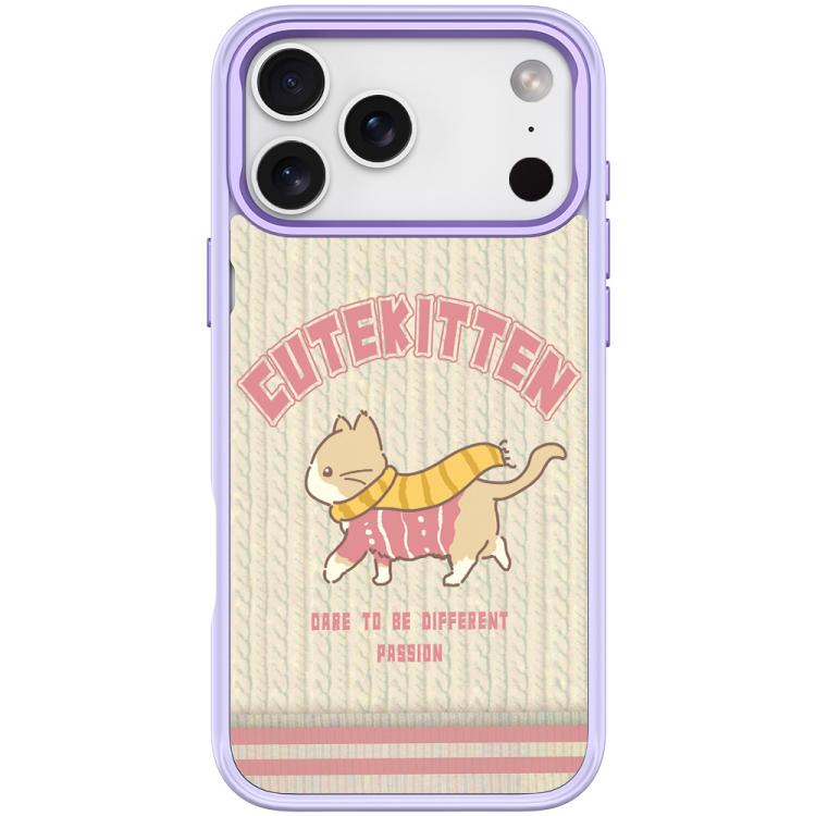For iPhone 17 Pro Adorable Woolen Cat Pattern Magnetic Phone Case(Light Purple)