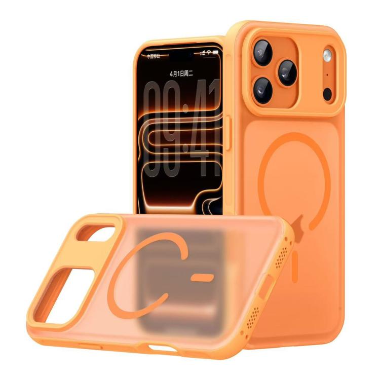 For iPhone 17 Pro Alpha-style Skin-Feel Magnetic Phone Case(Transparent Orange)