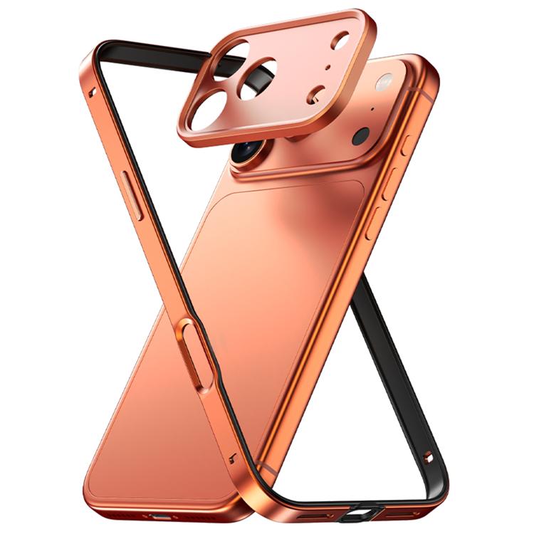 For iPhone 17 Pro Aluminum Alloy Hybrid Silicone Edge Thin Cooling Phone Frame Case with Metal Lens Frame(Orange)