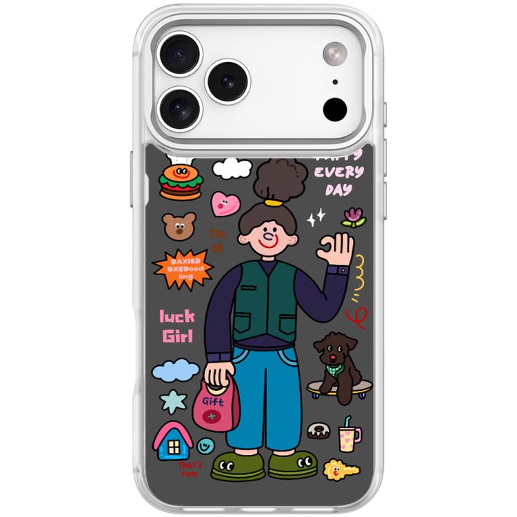 For iPhone 17 Pro American Girl Pattern Magnetic Phone Case(Transparent White)
