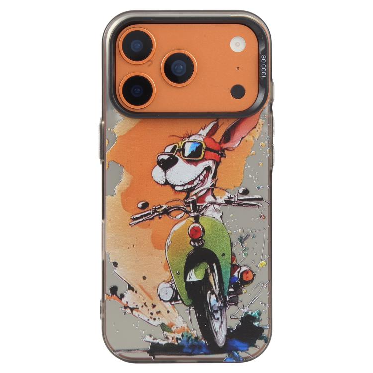 For iPhone 17 Pro Animal Pattern Oil Painting Series PC + TPU Phone Case(Bicycle Dog)