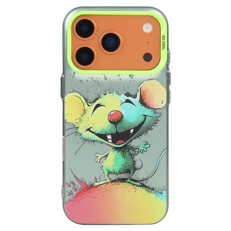 For iPhone 17 Pro Animal Pattern Oil Painting Series PC + TPU Phone Case(Happy Mouse)
