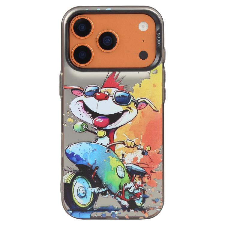 For iPhone 17 Pro Animal Pattern Oil Painting Series PC + TPU Phone Case(Motorcycle Dog)
