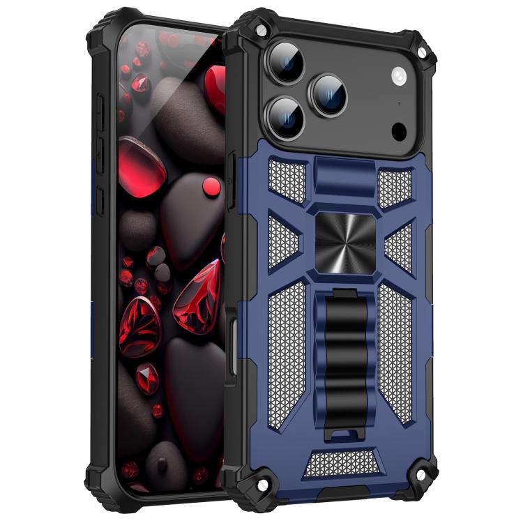 For iPhone 17 Pro Armor Shockproof TPU + PC Magnetic Phone Case with Holder(Blue)