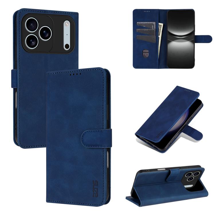 For iPhone 17 Pro AZNS Skin Feel Calf Texture Flip Leather Phone Case(Blue)