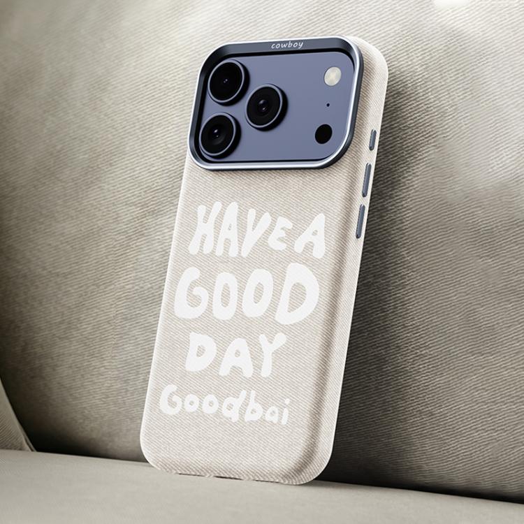 For iPhone 17 Pro Beautiful Series Denim Texture Full Coverage Magnetic Phone Case(Beige)