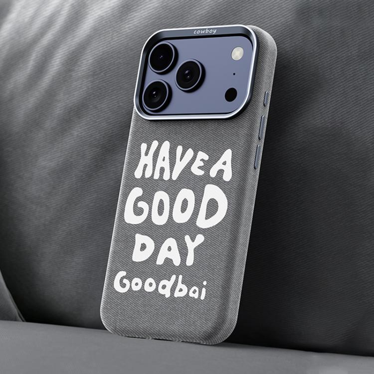 For iPhone 17 Pro Beautiful Series Denim Texture Full Coverage Magnetic Phone Case(Grey)