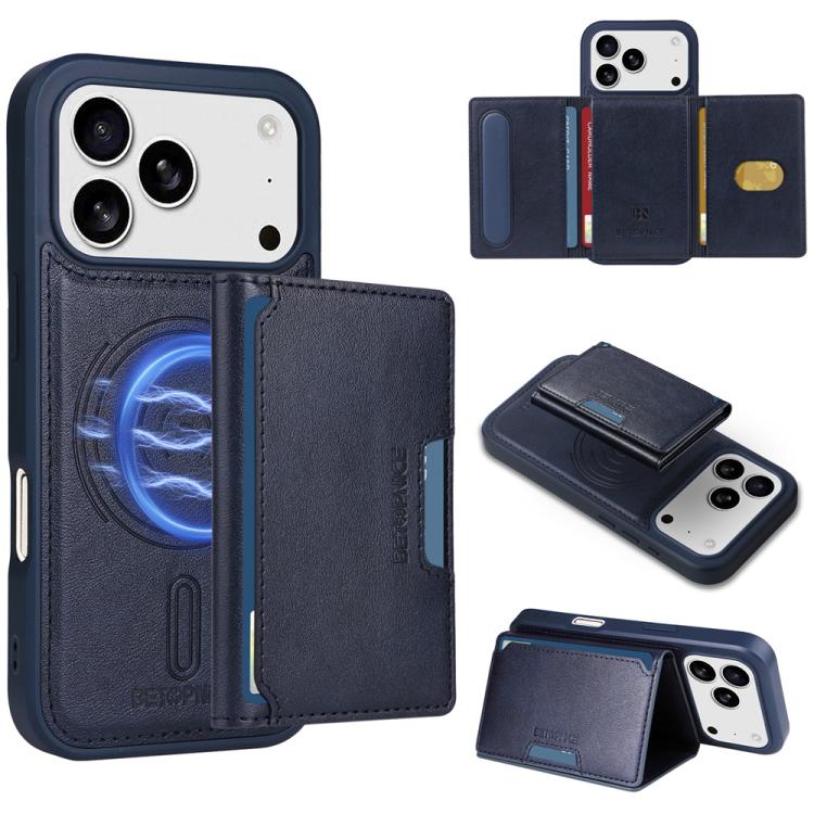 For iPhone 17 Pro BETOPNICE Horizontal Flip Detachable MagSafe Wallet Phone Case(Blue)