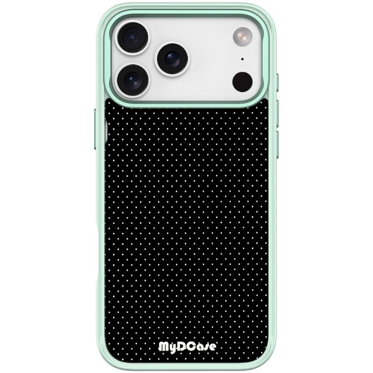 For iPhone 17 Pro Black Dots Pattern Magnetic Phone Case(Light Green)
