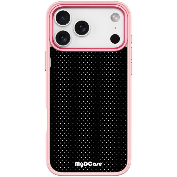 For iPhone 17 Pro Black Dots Pattern Magnetic Phone Case(Pink)