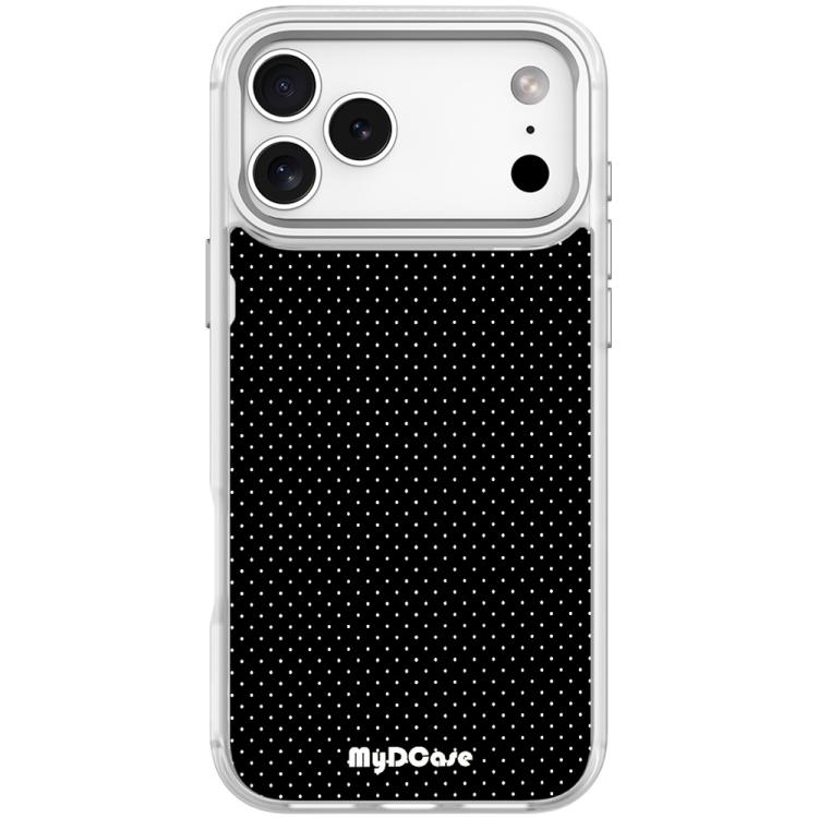For iPhone 17 Pro Black Dots Pattern Magnetic Phone Case(Transparent White)